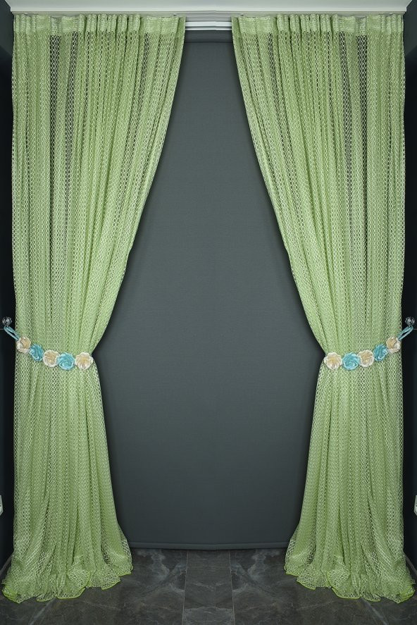 ORKİDE FISTIK YEŞİLİ RENK TEK KANAT Hazır dikilmiş Pileli Fon Perde 300*260 cm - Resim 6