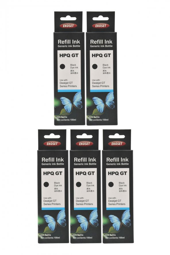 Ekoset hp smarttank 500 515 530 615 uyumlu Siyah Mürekkep 5li set - 4