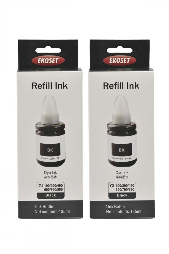 Ekoset Canon uyumlu Tanklı yazıcı mürekkebi Siyah 135ml 2li set - 4