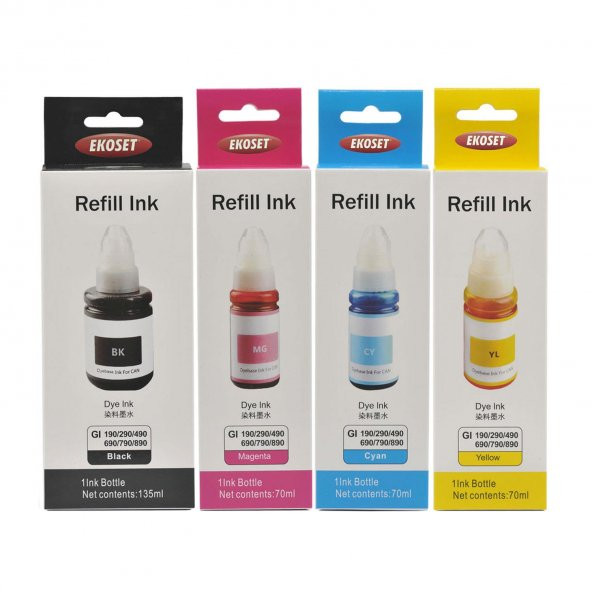 Ekoset Canon uyumlu Mürekkep Tanklı yazıcılar için 4 Renk - Resim 2