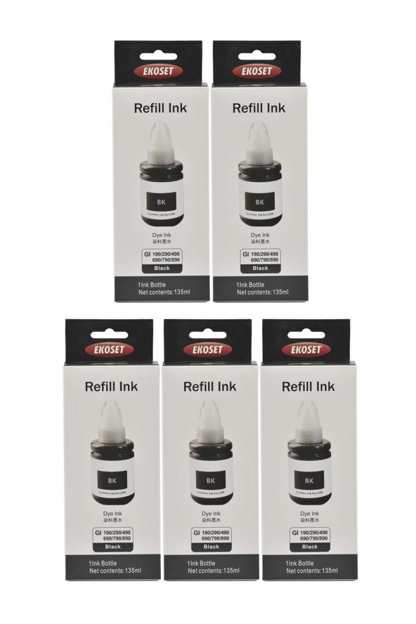 Ekoset Canon G1400 G1410 uyumlu Siyah Mürekkep 135ml 5li set - Resim 4