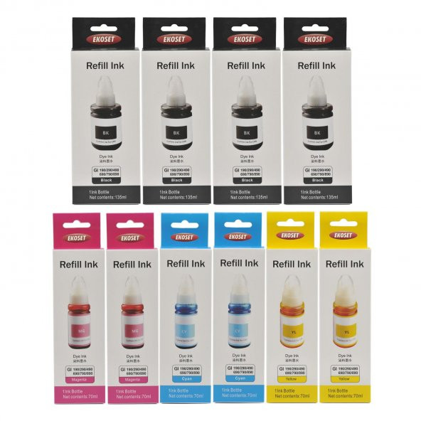 Ekoset Canon G3400 G3410 G3411 G3415 uyumlu Renkli Mürekkep 10 adet - Resim 2