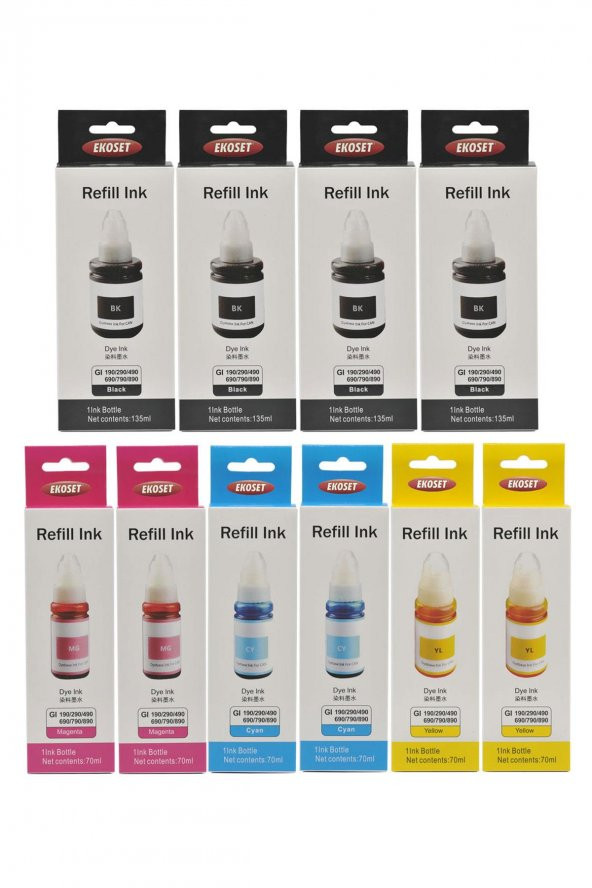 Ekoset Canon G1400 G1410 uyumlu Renkli/siyah Mürekkep 10 adet - Resim 4