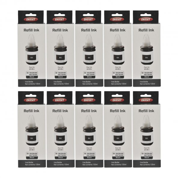 Ekoset Canon G2400 G2410 uyumlu Siyah Mürekkep 135ml 10 adet - Resim 2