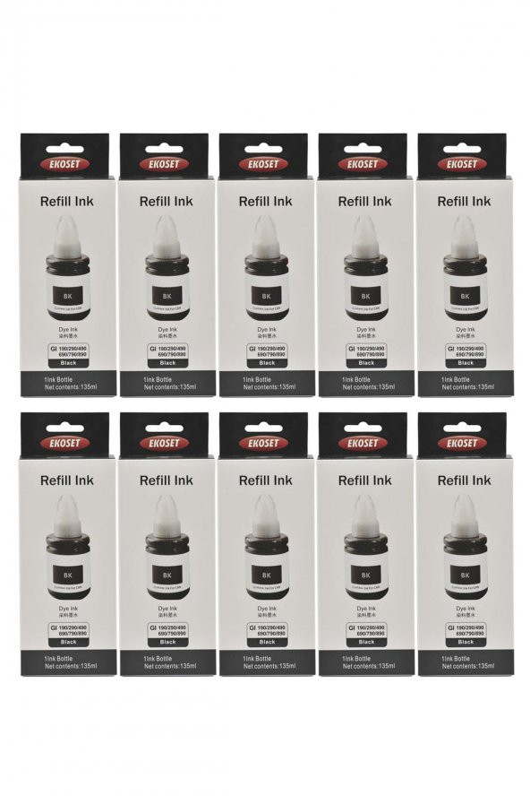 Ekoset Canon G2400 G2410 uyumlu Siyah Mürekkep 135ml 10 adet - Resim 4