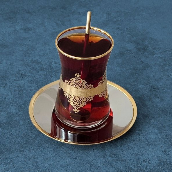 Paşabahçe Nida Luna Gold Çelik Tabaklı Çay Takımı-6 Kişilik
