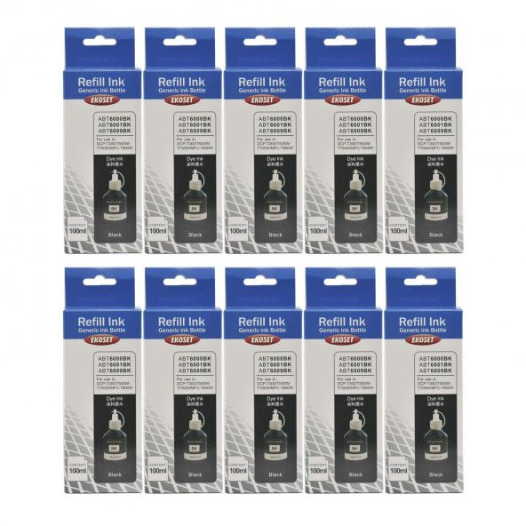 Ekoset Brother T800w T810w uyumlu Siyah Mürekkep 100ml 10 adet - Resim 2