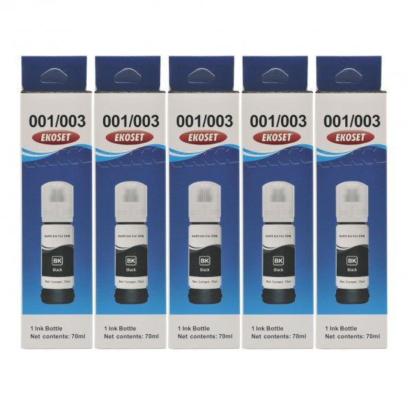 Ekoset Epson 103 L3151 L3156 Siyah Muadil Mürekkep 70ml 5 adet - 2