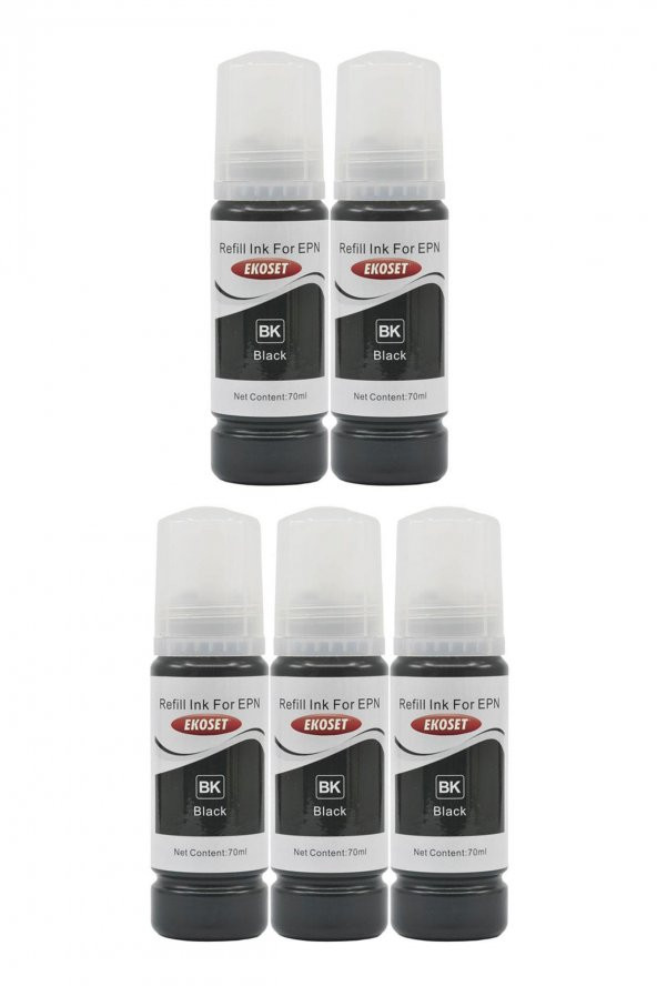 Ekoset Epson 103 L3151 L3156 Siyah Muadil Mürekkep 70ml 5 adet - 3