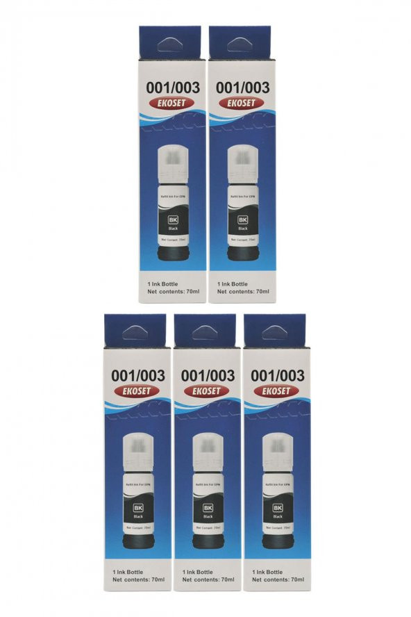 Ekoset Epson 103 L3151 L3156 Siyah Muadil Mürekkep 70ml 5 adet - 4