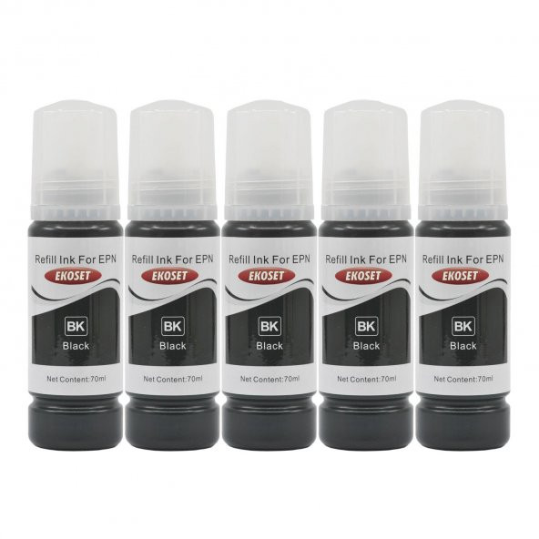 Ekoset Epson 103 L3250 L3251 Siyah Muadil Mürekkep 70ml 5 Adet