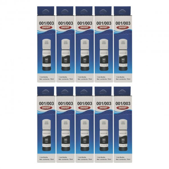 Ekoset Epson 103 L3151 L3156 Siyah Muadil Mürekkep 70ml 10 adet - Resim 2