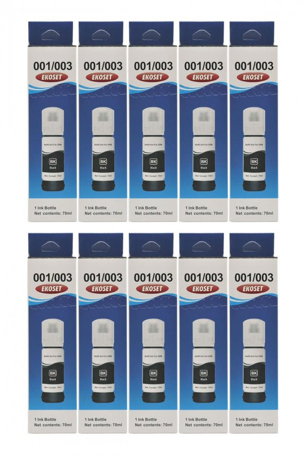 Ekoset Epson 103 L3151 L3156 Siyah Muadil Mürekkep 70ml 10 adet - Resim 4