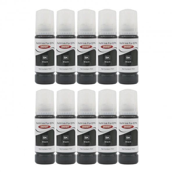 Ekoset Epson 103 L3250 L3251 Siyah Muadil Mürekkep 70ml 10 Adet