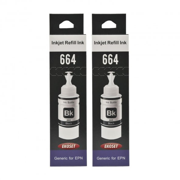 Ekoset Epson L300 L310 Uyumlu Siyah Muadil Mürekkep 2 adet 70 ml - 2