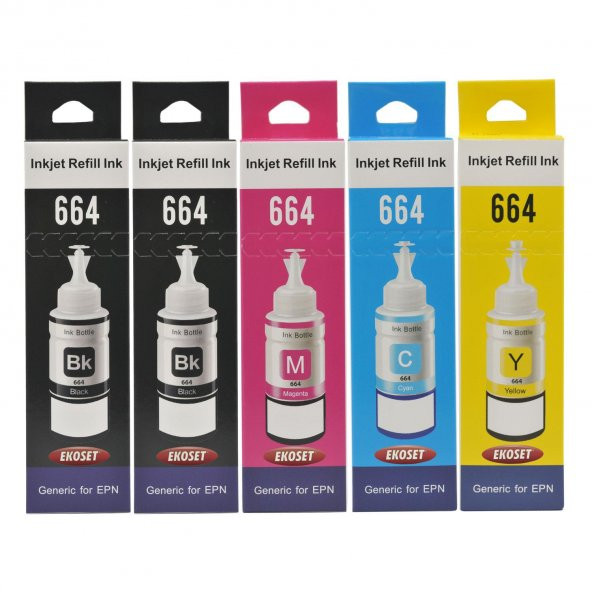 Ekoset Epson L300 L310 L355 Renkli Muadil Mürekkep 70ml 5 Adet - 2