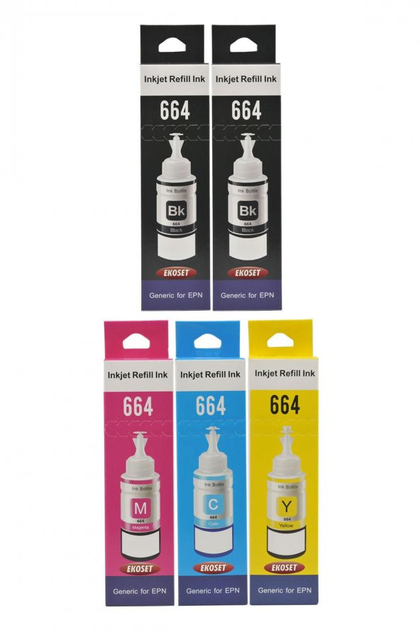 Ekoset Epson L100 L110 L130 Renkli Muadil Mürekkep 70ml 5 Adet - 4