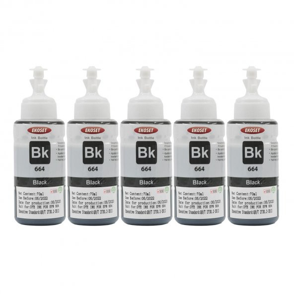 Ekoset Epson L486 L455 Siyah Muadil Mürekkep 70ml 5 adet ürün görseli