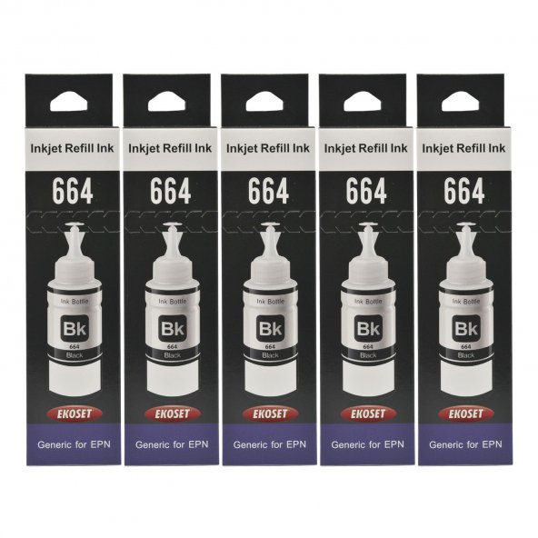 Ekoset Epson L100 L110 L130 Siyah Muadil Mürekkep 70ml 5 adet - Resim 2