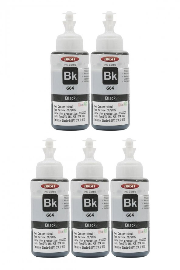 Ekoset Epson L300 L310 L355 Siyah Muadil Mürekkep 70ml 5 adet - Resim 3