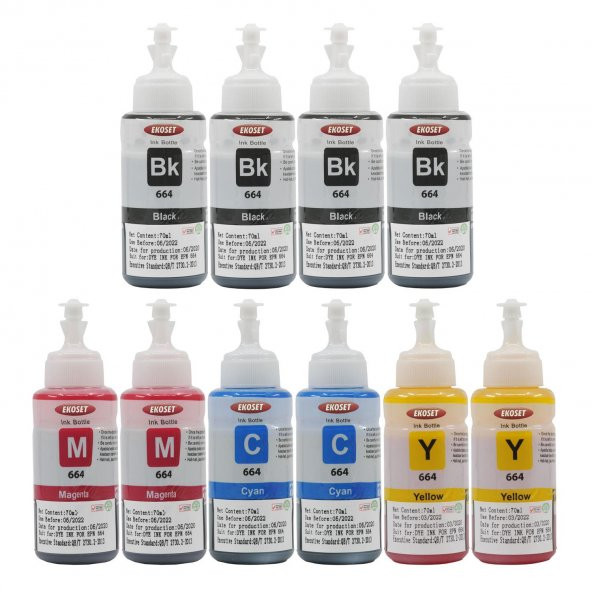 Ekoset Epson L100 L110 L130 Renkli Muadil Mürekkep 70ml 10 Adet