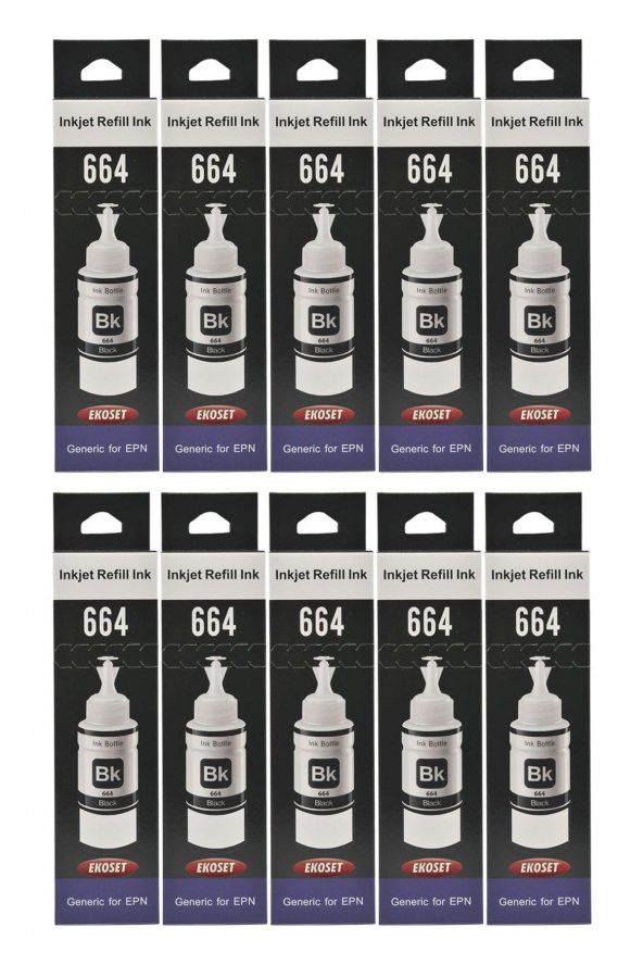 Ekoset Epson L300 L310 L355 Siyah Muadil Mürekkep 70ml 10 adet - Resim 4