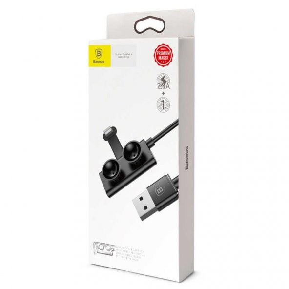 Baseus Suction Cup Serisi 2.4A Oyuncu Apple iPhone Lightning Data Şarj Kablosu 1 Metre Siyah CALXP-A01 - 9