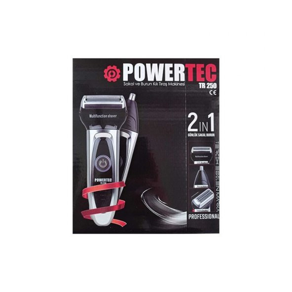 Powertec Tr-250 Tıraş Makinesi Burun Kulak Kıl Makinesi Siyah - 2