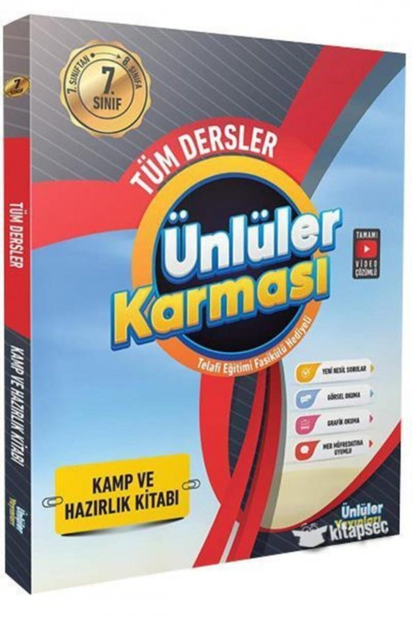 Ünlüler Karması 7.Sınıfdan 8.Sınıfa Geçiş Tüm Dersler Kamp ve Hazırlık Kitabı