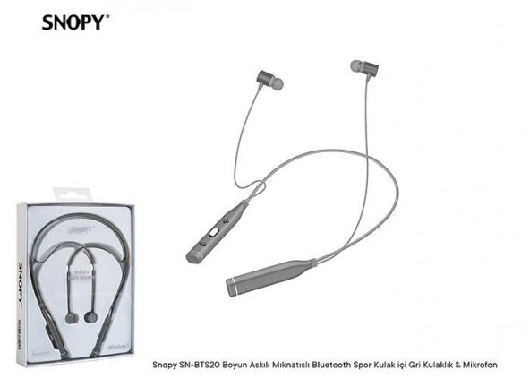 Snopy SN-BTS20 Rose Gri Boyun Askılı Mıknatıslı Mikrofonlu Spor Bluetooth Kulaklık