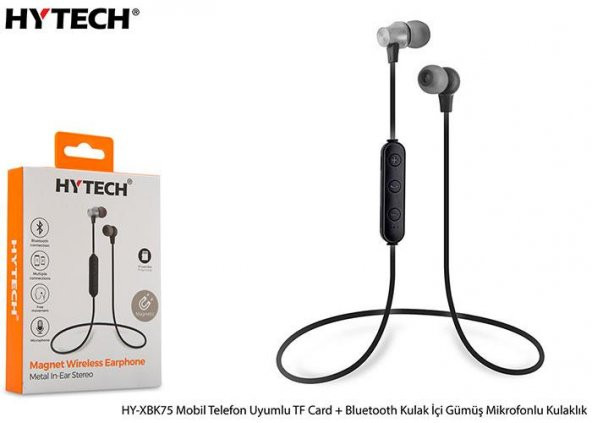 Hytech HY-XBK75 Gümüş Mobil Telefon Uyumlu TF Card + Bluetooth Kulalk İçi Mikrofonlu Kulaklık