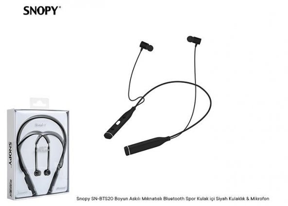 Snopy SN-BTS20 Rose Siyah Boyun Askılı Mıknatıslı Mikrofonlu Spor Bluetooth Kulaklık