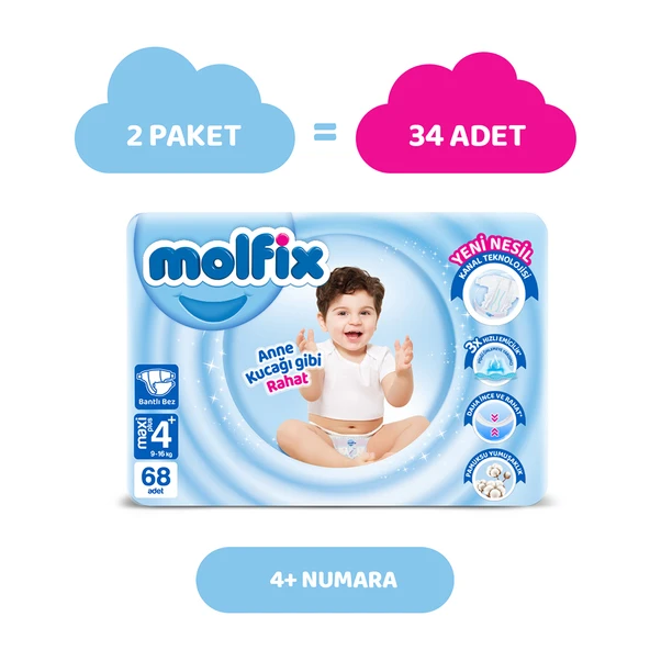 Molfix Bebek Bezi 4+ Beden Maxi Plus Fırsat Paketi 68 Adet - 2