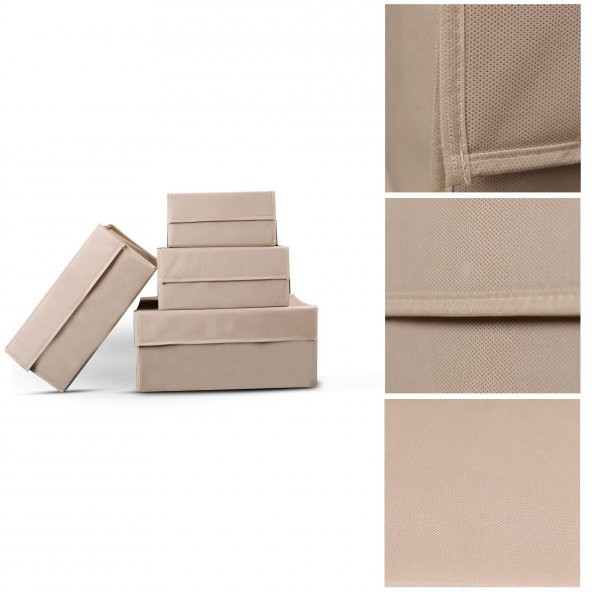 CUTY HOME EV TEKSTİL BEJ ÇOK AMAÇLI KUTU HURÇ-4LÜ SET - 4