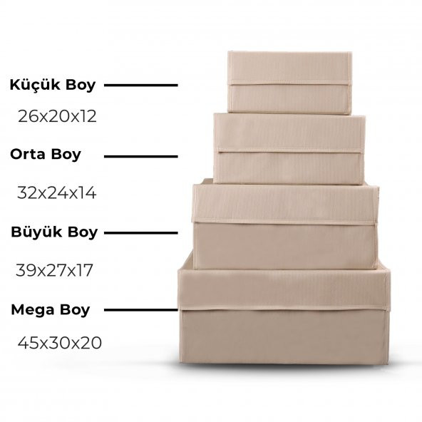 CUTY HOME EV TEKSTİL BEJ ÇOK AMAÇLI KUTU HURÇ-4LÜ SET - 5