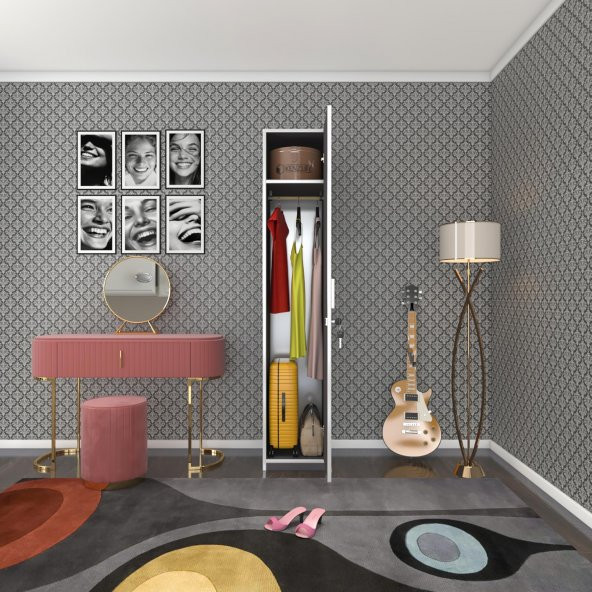 Kenzlife kilitli gardırop öğrenci dolabı tek kapılı kasımpatı byz 180*35*42 gri gardolap dolap ofis