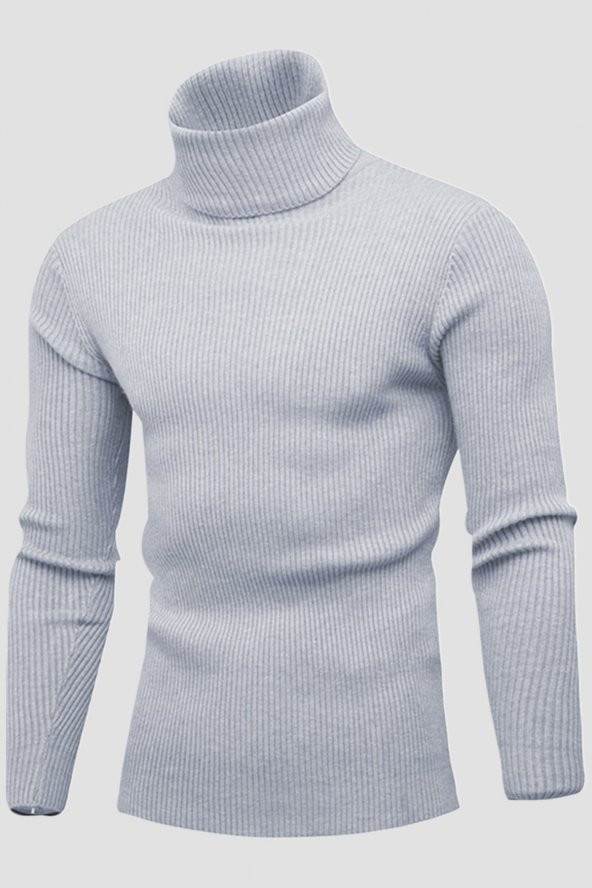 Unisex 2’li Hazır Paket Siyah - Gri Balıkçı Yaka Kaşkorse Şardonlu Slimfit Boğazlı Kazak - 3