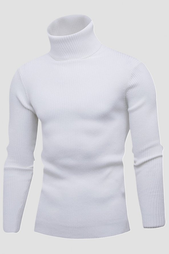 Unisex 2’li Hazır Paket Siyah - Beyaz Balıkçı Yaka Kaşkorse Şardonlu Slimfit Boğazlı Kazak - 3