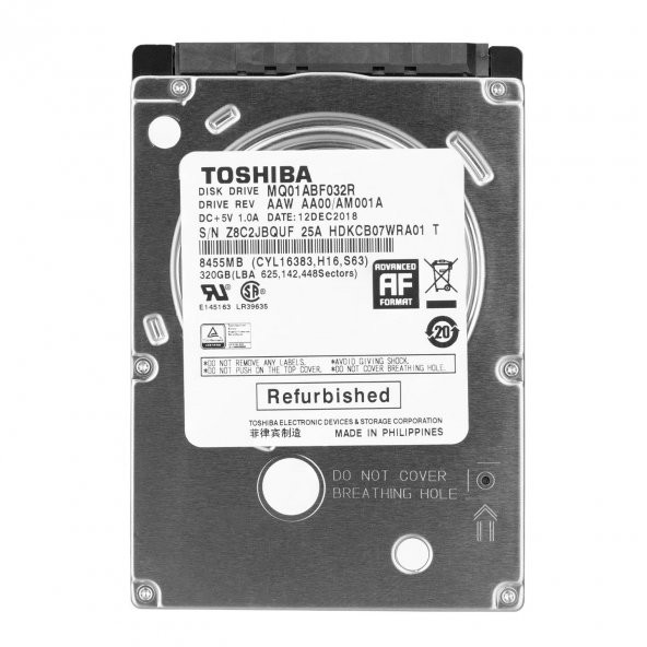 Toshiba MQ01ABF032R 320 Gb 5400 Rpm 8 Mb 2.5" 6Gb/s Sata Harddisk