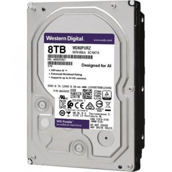 Western Digital Purple WD84PURZ 8 TB Sata 6GB-S 256 MB DV 7/24 Güvenlik Hdd