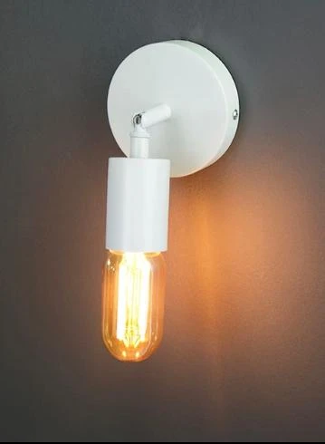Rsylight Retro Beyaz Metal 180 Derece Mafsallı Dekoratif Rustik Aplik