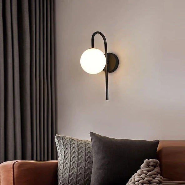 Ryslight Siyah Modern Opal Camlı Dekoratif Rustik Duvar  Aplik