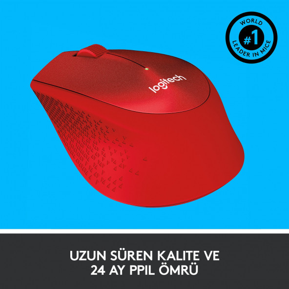 Logitech M330 Sessiz Kablosuz Optik Mouse - Kırmızı 910-004911 - 5