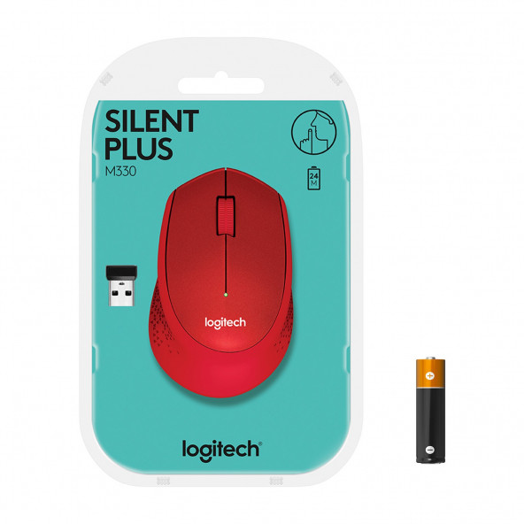 Logitech M330 Sessiz Kablosuz Optik Mouse - Kırmızı 910-004911 - 7