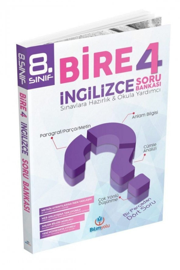 Bilimyolu Yayıncılık 8. Sınıf Bire 4 İngilizce Soru Bankası