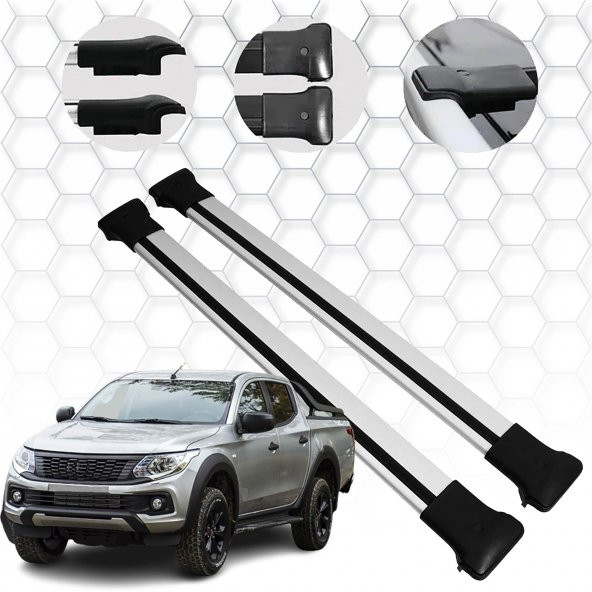 Fiat Fullback (2016+) - Ara Atkı - Elegance V1 - (2 Parça Aluminyum) - (Pickup-Gri)