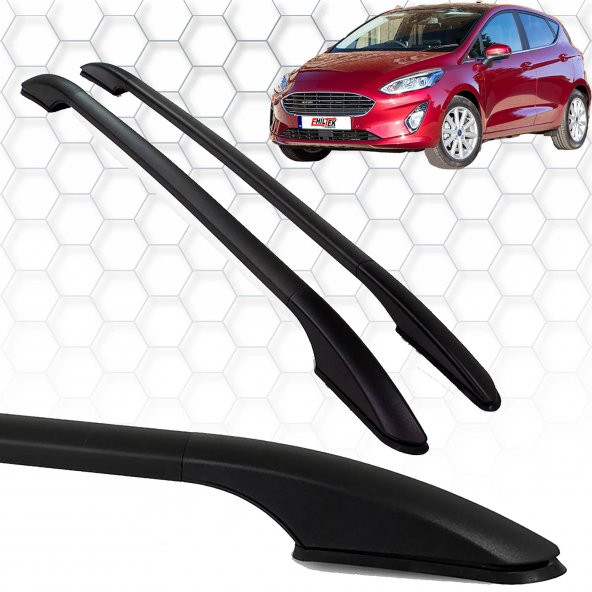 Ford Fiesta (2012-2019) - Tavan Çıtası - Solid - (2 Parça Aluminyum) - (HB 5K-ABS Ayak-Siyah)
