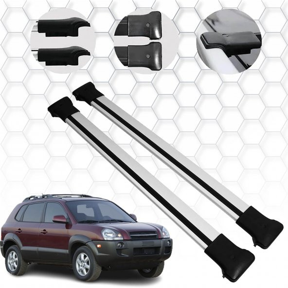 Hyundai Tucson (2004-2009) - Ara Atkı - Elegance V1 - (2 Parça Aluminyum) - (SUV-Gri)