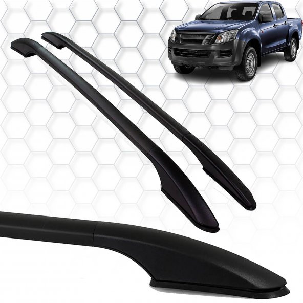 Isuzu D Max (2012+) - Tavan Çıtası - Solid - (2 Parça Aluminyum) - (Pickup-ABS Ayak-Siyah)