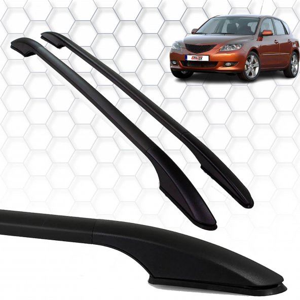 Mazda 3 (2003-2009) - Tavan Çıtası - Solid - (2 Parça Aluminyum) - (HB 5K-ABS Ayak-Siyah)